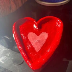 Red heart ashtray and incense burner